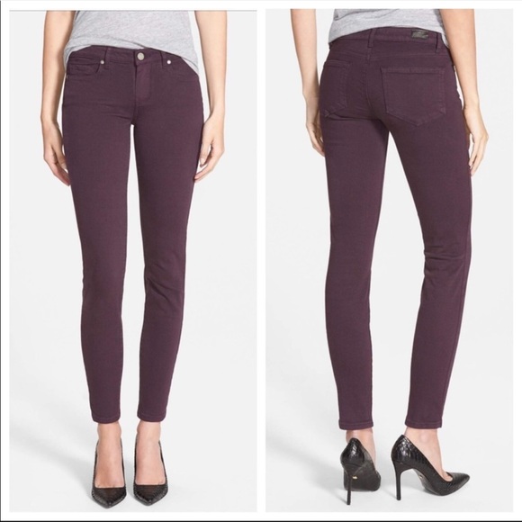 PAIGE Denim - PAIGE Verdugo Ankle Skinny Jeans Autumn Plum Maroon Purple Size 29